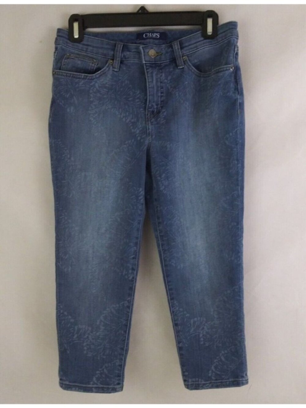 Chaps Madden Capri Denim Distressed Leafy Floral Design Capri Jeans Size 6P